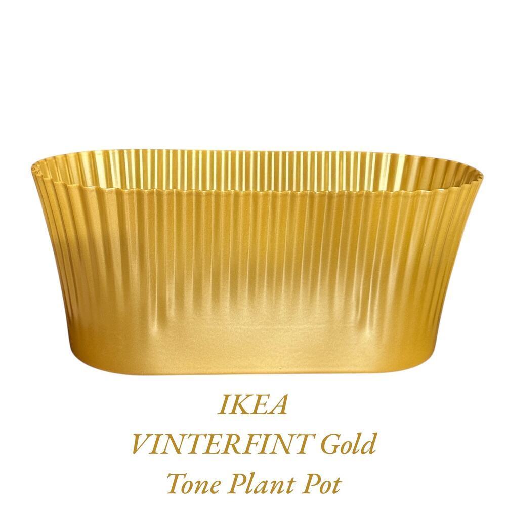 IKEA VINTERFINT Fluted Gold Color Plant Pot